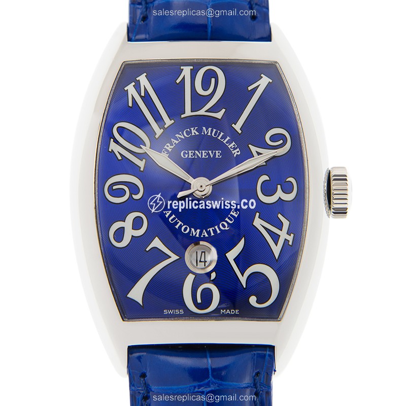 Franck Muller 8880 B SC DT Replica - Blue Dial - Automatic - Stainless Steel - Blue Alligator Buckle - Luxury Franck Muller Replica Watch